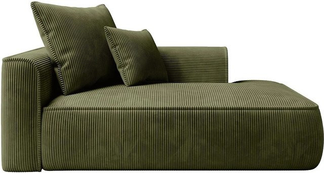 Vente-unique Recamiere Pineta ohne Schlaffunktion in Khaki mit Cordstoff, Breite: 180 cm, Höhe: 67 cm, Tiefe: 115 cm - Bild 1