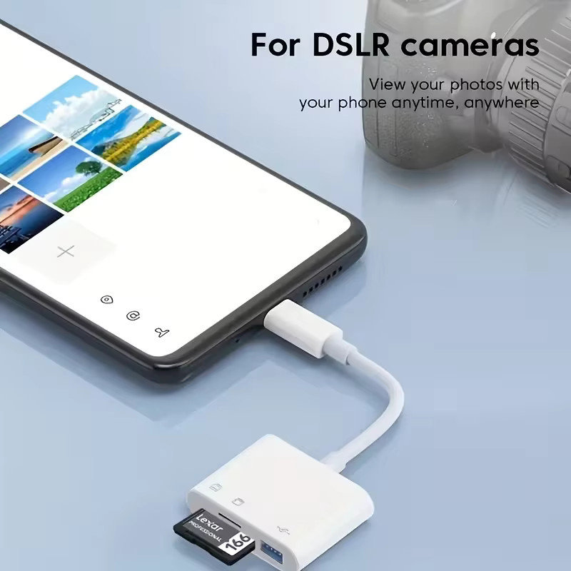 USB-C SD-Kartenleser und Micro-SD-Adapter in Weiß für iPhone 15–17, iPad und Mac Pro Air - Bild 3