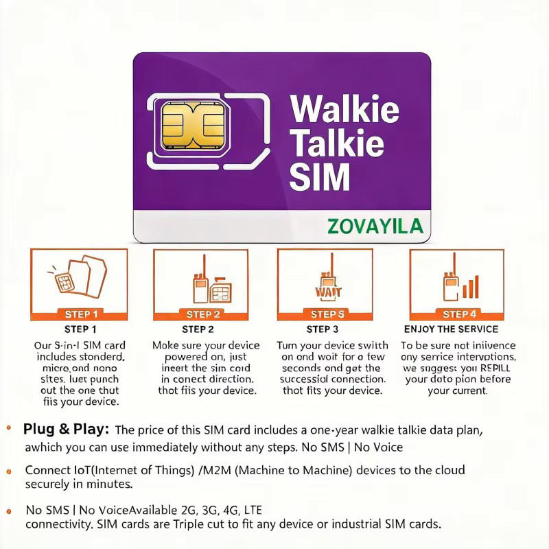 ZOVAGOLO IoT-Roaming SIM-Karte für Walkie-Talkies in Südamerika mit 1GB Datenvolumen für 360 Tage ohne Vertrag, kompatibel mit K500 und anderen PTT-Funkgeräten - Bild 3