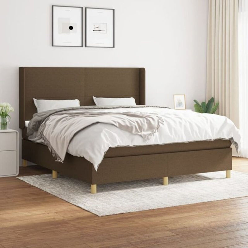 vidaxl Boxspringbett mit Matratze aus Stoff und Massivholz in Braun, B/T/H: 160 x 200 x 118 cm - Bild 1