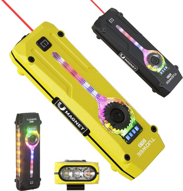 PASIION EDC Flat Pro Taschenlampe aus Edelstahl mit LED, RGB, UV und rotem Strahl, wiederaufladbar, Farbe: Rot/Mehrfarbig - Bild 1