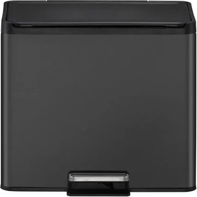 PROREGAL Rechteckiger Treteimer aus gebürstetem Edelstahl mit Soft Close und Stay Open Deckel, Schwarz, 29 Liter, H x B x T: 41,1 x 46,2 x 38,8 cm - Bild 1