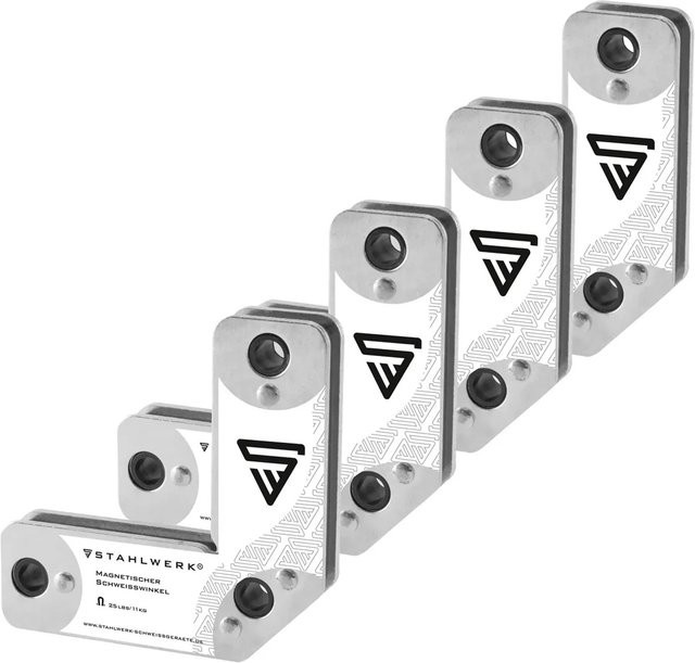 STAHLWERK Schweißwinkel 4er Set Magnetische Schweißmagnete in Silber und Weiß mit 11,3 kg Haltekraft - Bild 1