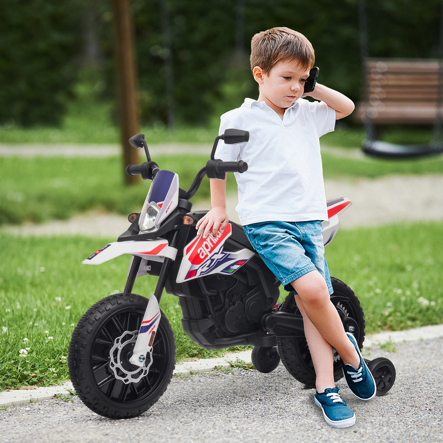 AIYAPLAY Kinder Elektro-Motorrad Weiß mit Musik ab 3 Jahren - Bild 2