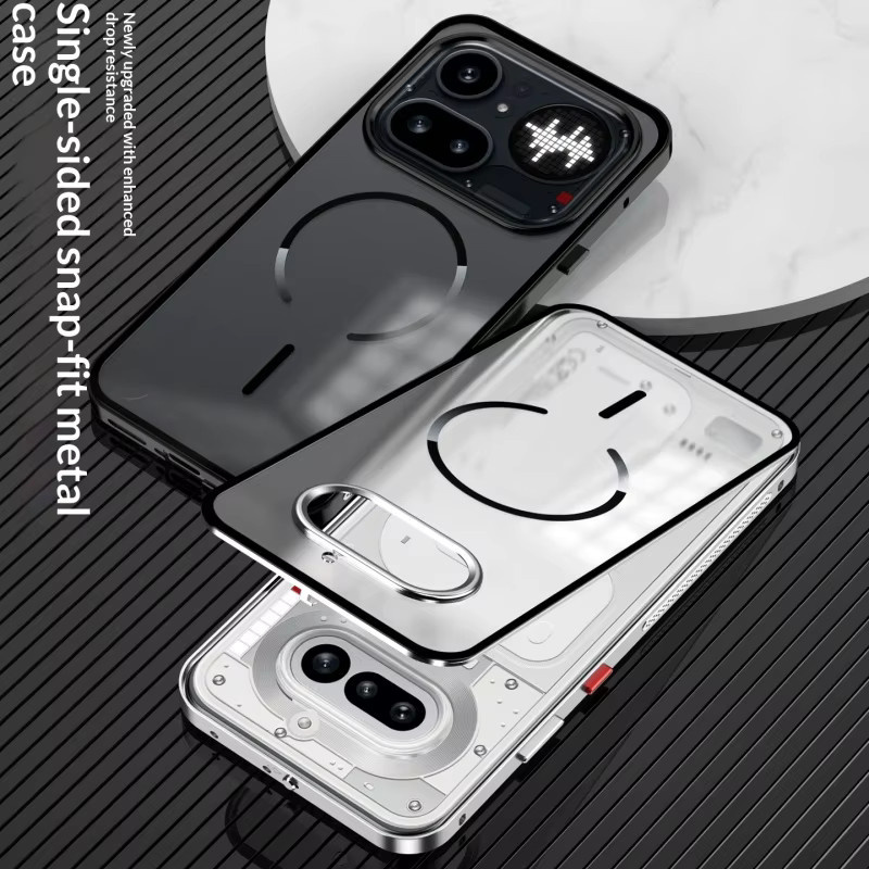 Snap Lock Magnetische Schutzhülle aus Aluminiumlegierung für Nothing Phone 4a Pro in Transparent/Silber mit stoßfester Abdeckung und Metallstoßfänger - Bild 2