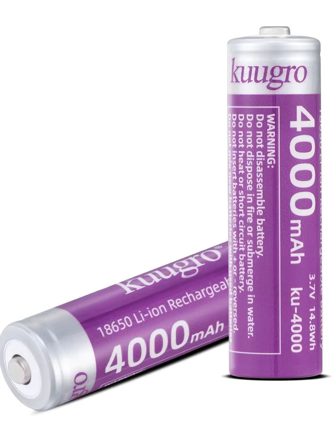 Kuugro Ku-4000 18650 Lithium-Ionen Akkuzellen mit 4000mAh und 3,7V für Taschenlampen - Bild 5