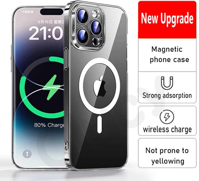CYYWN Magnetische MagSafe Schutzhülle für iPhone 16 15 14 13 12 Pro Max Plus Transparent - Bild 1
