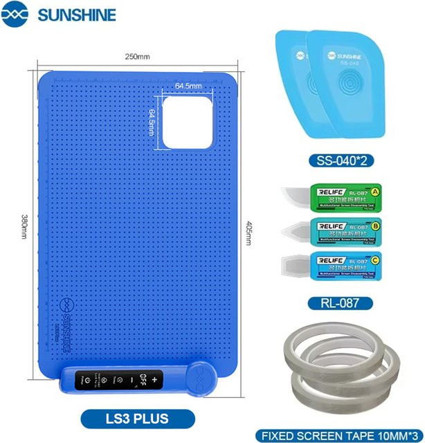 SUNSHINE LS3 PLUS LCD-Bildschirm-Splitter mit Heizplatte und Trennmatte für Handy- und iPad-Reparatur in Blau, B/T/H: 40,5 x 25,0 x 0 cm - Bild 1