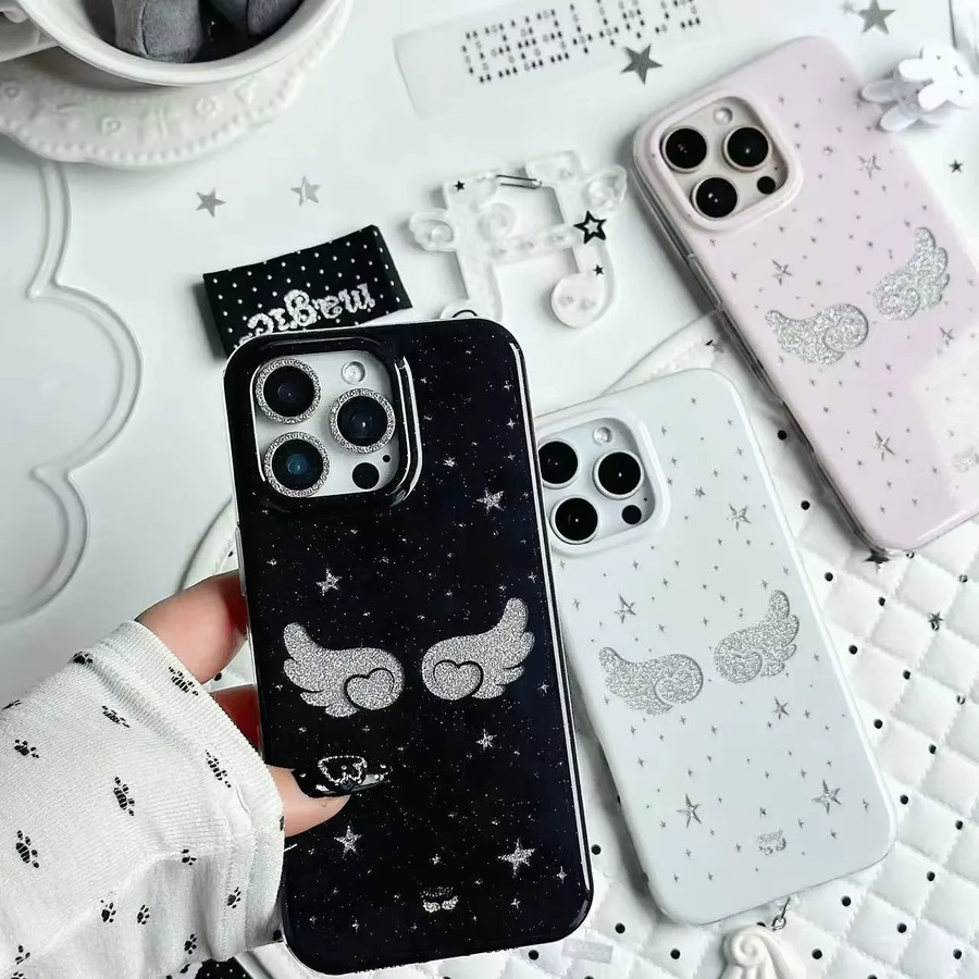 Koreanische Ins Star Wings Handyhülle für Samsung Galaxy S26 S25 S24 S23 S22 S21 FE Ultra Plus 4G 5G mit Feder-Textur Rückseiten-Cover - Bild 3