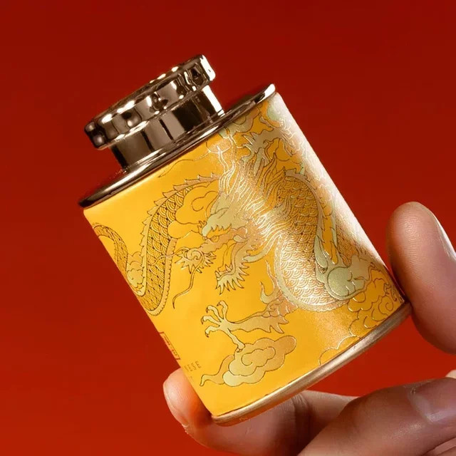 Tragbare Mini-Teekanne aus Metall mit Drachen-Druck in Blau zur Aufbewahrung von Tee und Teepapier - Bild 1