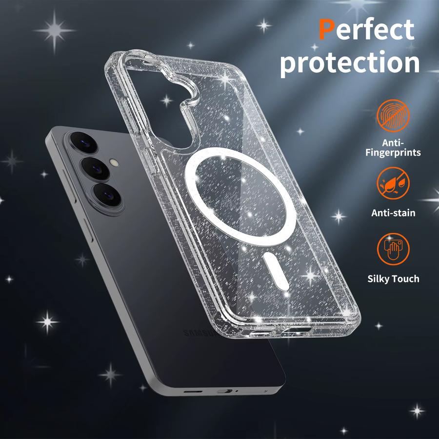 Glitzernde und transparente MagSafe Handyhülle für Samsung Galaxy S26 Ultra S25 Plus S24 S23 5G, vergilbungsfreie und schlanke Schutzhülle - Bild 5