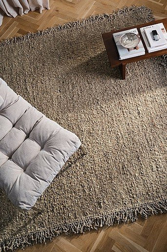 Jotex LIV Wollteppich in Braun und Beige mit Fransen im skandinavischen Design - Bild 1