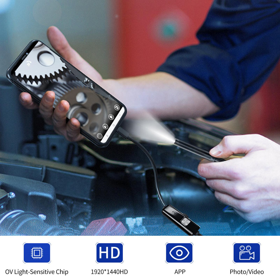 Honor Electronics Endoskopkamera mit 1920P HD-Auflösung, Doppelobjektiv und 8 einstellbaren LED-Leuchten, IP67, schwarz - Bild 3