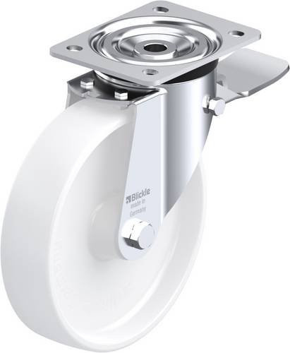 Blickle Lenkrolle L-PPN 200R-ST mit Feststeller, Rad-Durchmesser: 20 cm, Tragfähigkeit: 400 kg, Farbe: Weiß - Bild 1