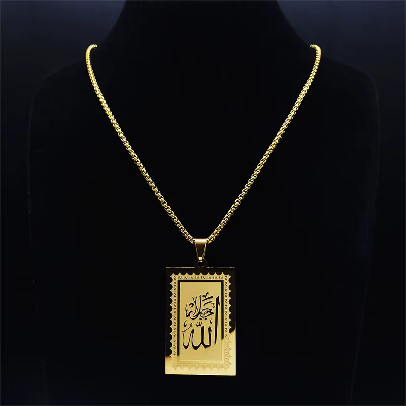 AFAWA Halskette Edelstahl, Goldfarben, Geometrischer Anhänger, Unisex - Bild 3