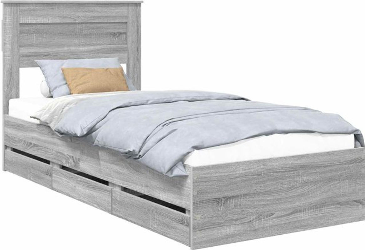 Modernes Funktionsbett vidaXL aus Holzwerkstoff in Grau, B/T/H: 75 x 190 cm - Bild 1