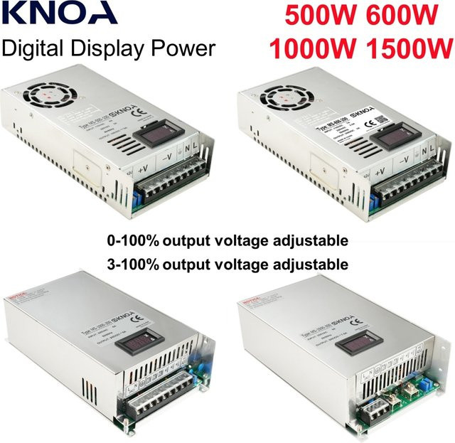 Einstellbares AC zu DC SMPS Netzteil mit Digitalanzeige in Silber, 500W bis 1500W, 0-200V regelbar - Bild 1