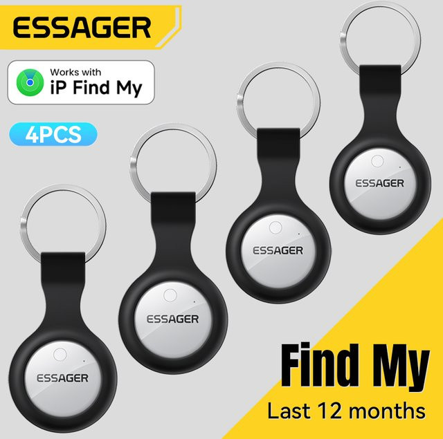ESSAGER SmartTag Tracker Black mit IP Find My Bluetooth GPS Locator für iPhone zur Anti-Verlust-Überwachung von Schlüsseln, Brieftasche, Tasche, Gepäck und Haustieren - Bild 1