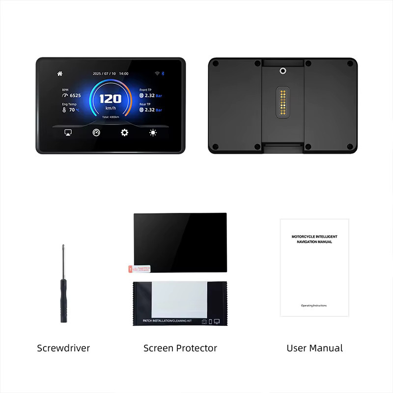 Jansite Kabelloser CarPlay und Android Auto Moto Monitor mit GPS-Navigation für BMW Motorräder in Schwarz - Bild 6