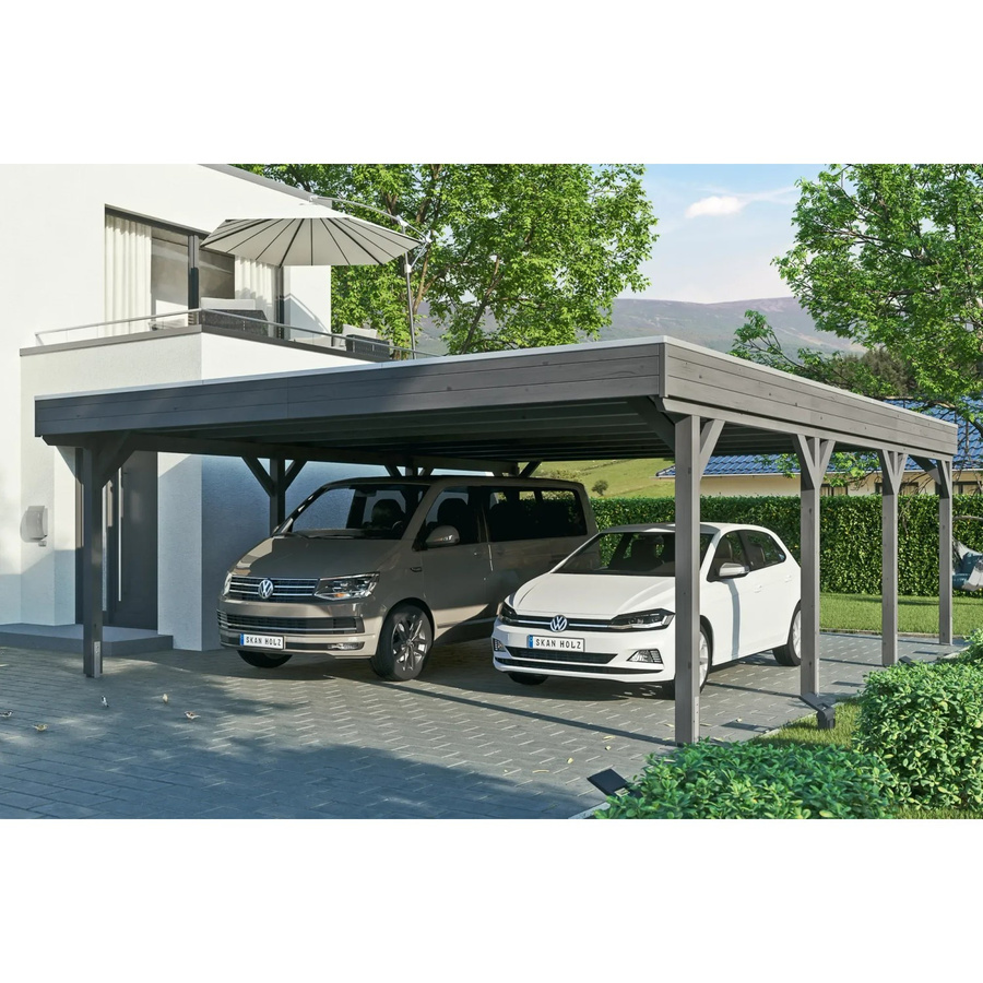 Skan Holz Carport Grunewald aus Fichten-Leimholz mit EPDM-Dach in Schiefergrau, B: 622 cm, T: 796 cm, H: 255 cm - Bild 2