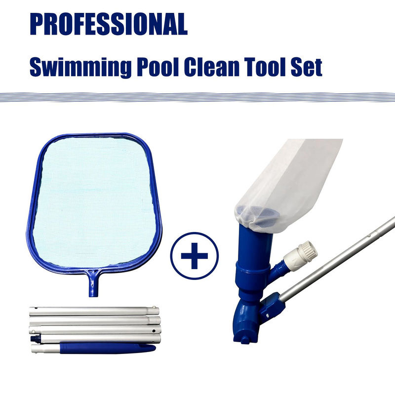 Lixada Pool-Reinigungsset in Blue & White mit Bürste und manuellem Skimmer aus Aluminium und Nylon - Bild 8