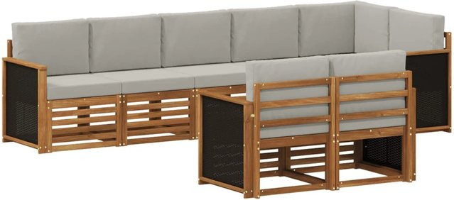 vidaXL Sofagarnitur aus Massivholz Akazie im modernen Latten-Design mit Armlehnen - Bild 1