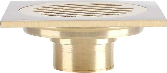Quadratischer Bodenablauf für die Dusche im Badezimmer von mfySpace aus Messing in Beige oder Gold - Bild 1