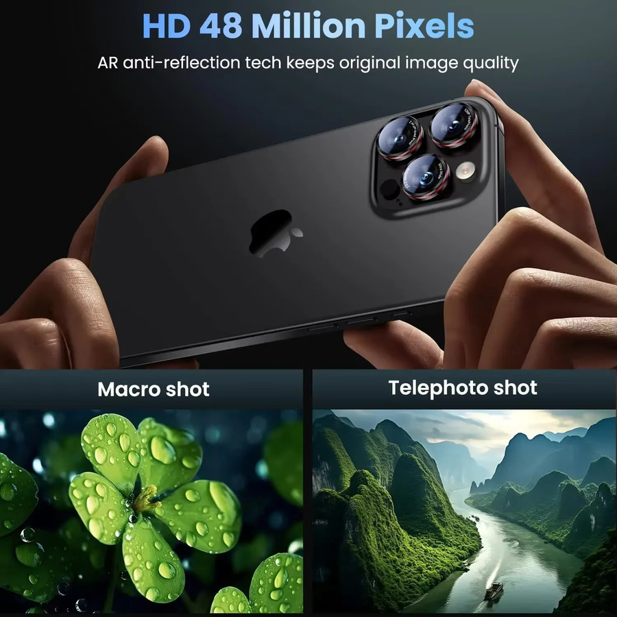 Metallring Kameraschutz für iPhone 17 Pro Max, iPhone 16 und iPhone 15 Plus, transparent, kratzfest mit gehärtetem Objektivglas - Bild 3