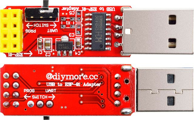 CH340C USB zu ESP8266 Adaptermodul für ESP-01 und ESP-01S Programmierer in Rot - Bild 1