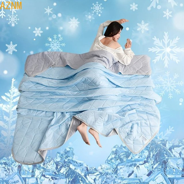 Kühlende Sommerdecke in Blau, atmungsaktive und weiche Quiltdecke mit Diamond-Design, maschinenwaschbar - Bild 1