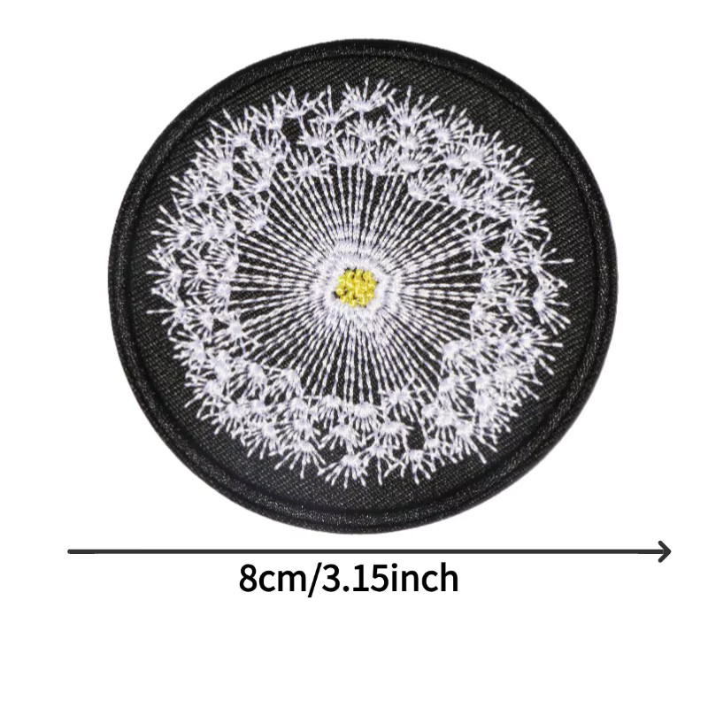 Löwenzahn gestickter Aufbügel-Patch in Gelb für Kleidung, Kappen und Taschen - Bild 4