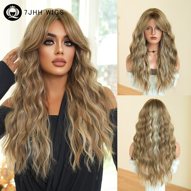 7JHH WIGS Perücke, lange Wasserwellen, Aschblond, Damen - Bild 1