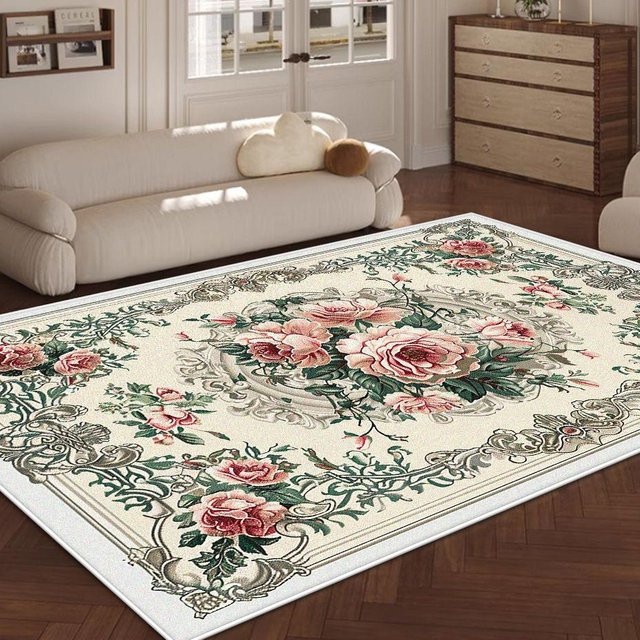 Karpetti Plüschteppich mit floralem Blumenmuster in Weiß, rutschfest und waschbar, B/T: 200 x 300 cm - Bild 1