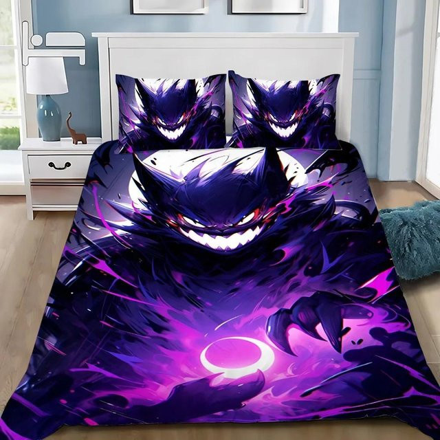 JMG Household Supplies Mikrofaser Bettwäscheset Pokemon Design in Lila, Bettbezug und Kissenbezug mit Reißverschluss, B/H: 135 x 200 cm - Bild 1