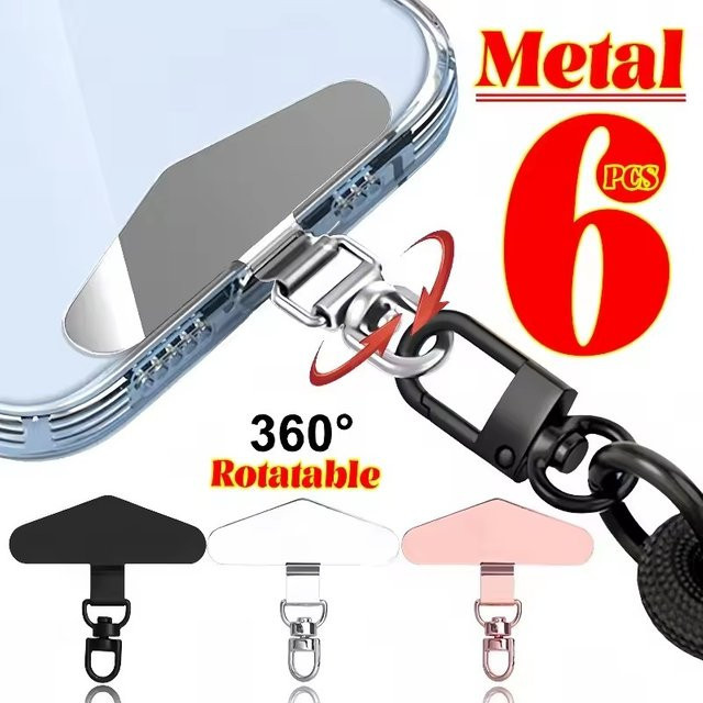 DYM Handy Lanyard Patch aus Metall mit 360 Grad Rotation in Schwarz für universelle Smartphone-Sicherheit - Bild 1