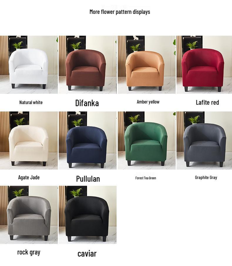 Elastischer halbkreisförmiger Sesselbezug von the BAY in einfarbigem Design für Cafés, Hotels und Lounges, Einheitsgröße - Bild 4