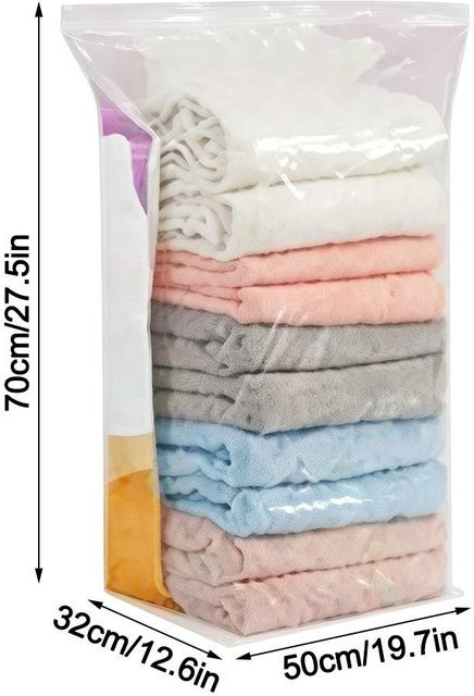 Baihua Vakuum-Aufbewahrungsbeutel für Kleidung ohne Pumpe, transparent, große Kapazität - Bild 1
