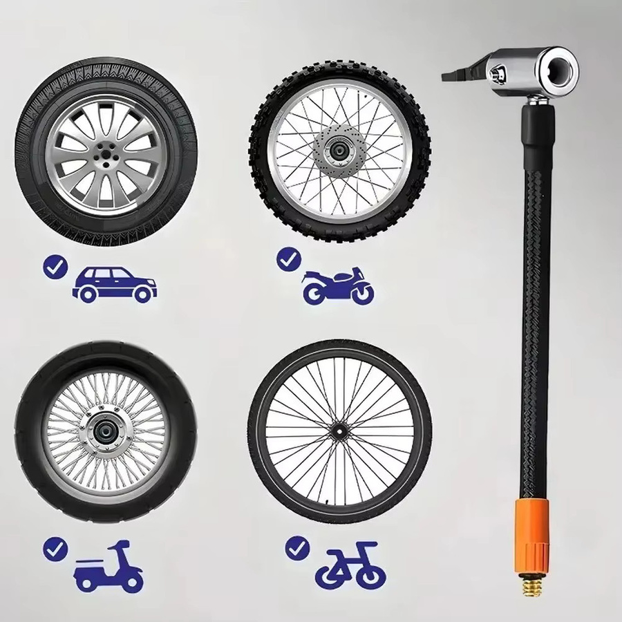 Auto Luftpumpe Verlängerung mit M6 Gewinde und Kupfer Stecker, Schlauch Adapter Rohr für Reifen Inflation, Schwarz/Gold, Länge: 30-60 cm - Bild 3