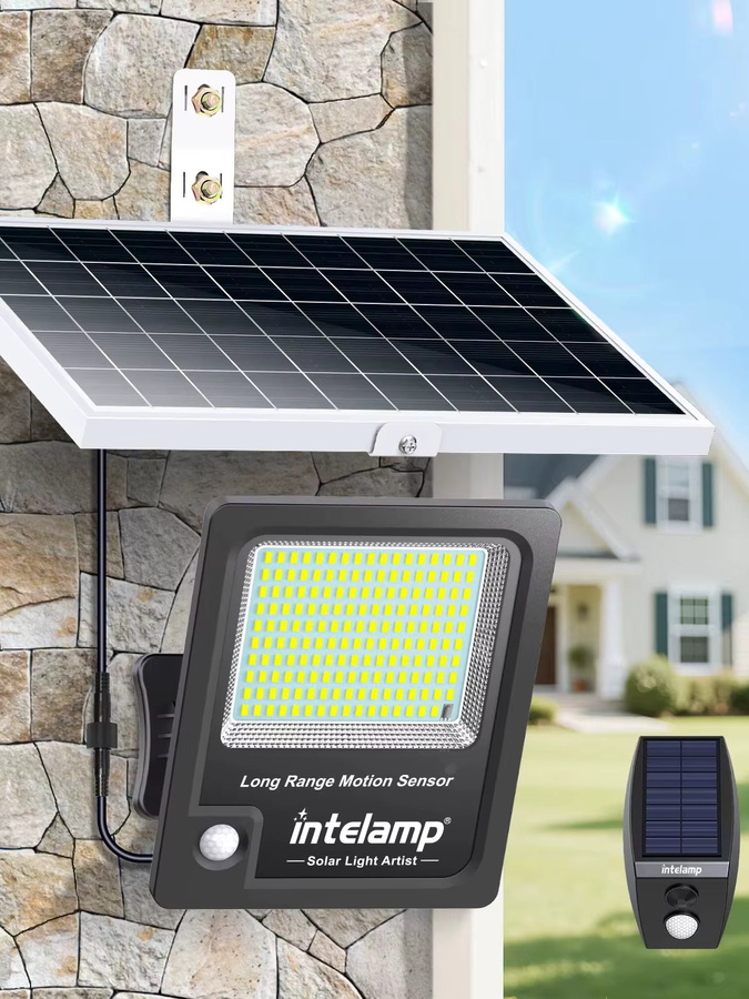 intelamp Solarleuchte für den Außenbereich mit 12000 mAh Akku, Schwarz, Flutlicht mit Bewegungssensor für Garten, Hof und Veranda - Bild 6