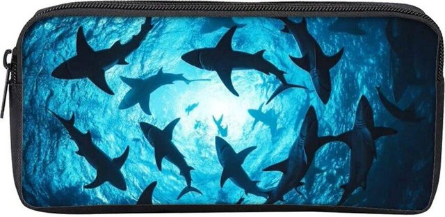 Fancy Style Studio Federmäppchen Hai Meeresmotiv Blau, einlagige Federtasche für Kinder - Bild 1