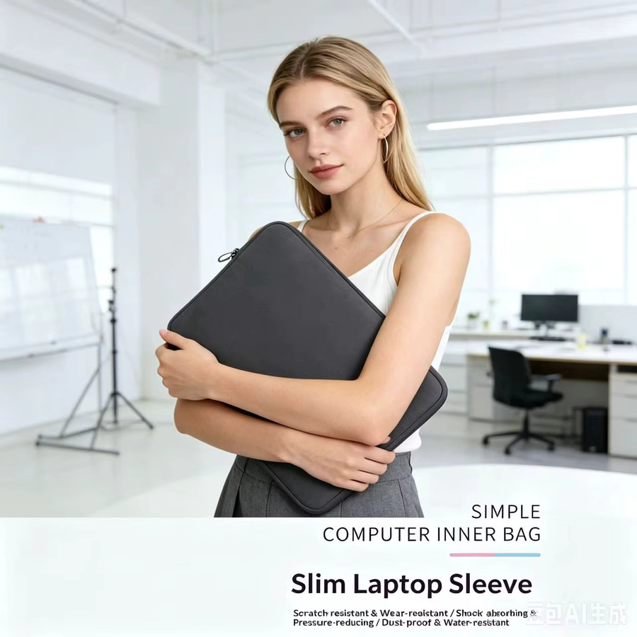 HOMEFISH Laptop-Innentasche mit stoßfestem Schaumstoff-Innenfutter für 13-16 Zoll MacBook, Schwarz - Bild 5