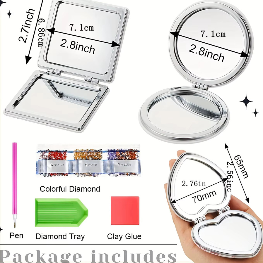 DIY Mandala Diamant Malerei Spiegel Set für Erwachsene mit bunten Kristall Strass Steinen in runder Form - Bild 2