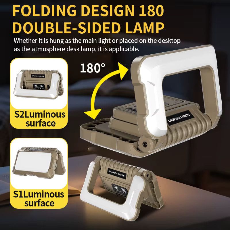 Multifunktionale Campinglampe von JIASHUAIXIN mit 180 Grad faltbarem Design und 4800 mAh Akku für die Außenbeleuchtung - Bild 3