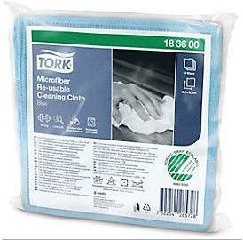 Tork Microfaser Reinigungstücher 183600, fusselarm und wiederverwendbar, Blau, B: 15 cm x L: 15 cm - Bild 1