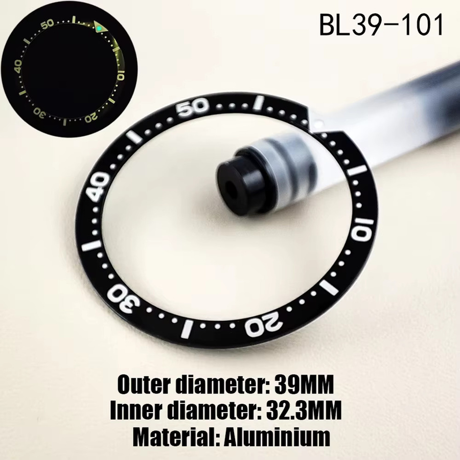 OUMASHI Lünette Ersatzteil, Aluminium, Schwarz, 39mm x 32,3mm, Unisex - Bild 2