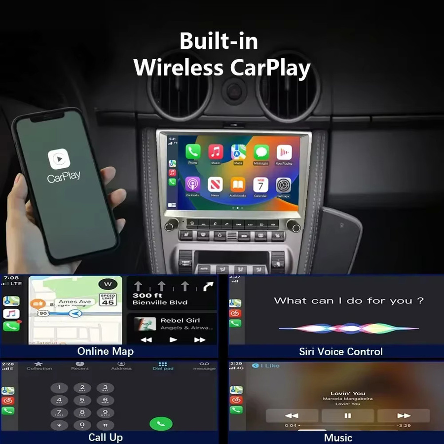CHSTEK OEM Android Multimedia Autoradio mit Carplay, Bluetooth und 4G Navigation für Porsche Cayman 911 987 Boxster 997 in Schwarz - Bild 3