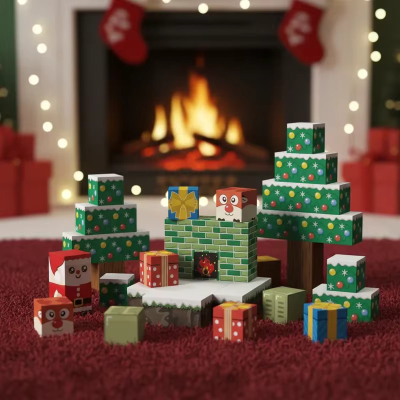 HUATEC Magnetische Blöcke, Weihnachten, 54-teiliges Set, ab 3 Jahre - Bild 6