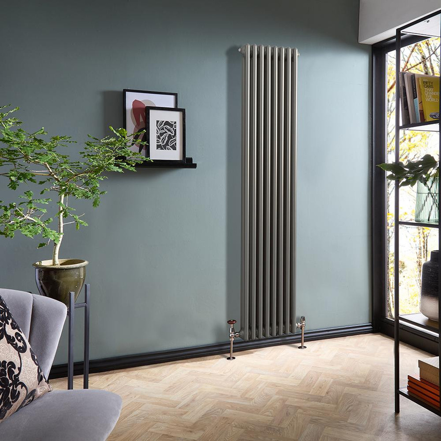 Hudson Reed Gliederheizkörper Regent 2-säulig Vertikal, Farbe Silber, Höhe: 180 cm, Breite: 38 cm - Bild 1