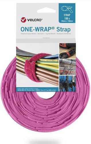 VELCRO One Wrap Strap Klettband Rosa B: 2 cm, L: 33 cm, 100 Stück - Bild 1