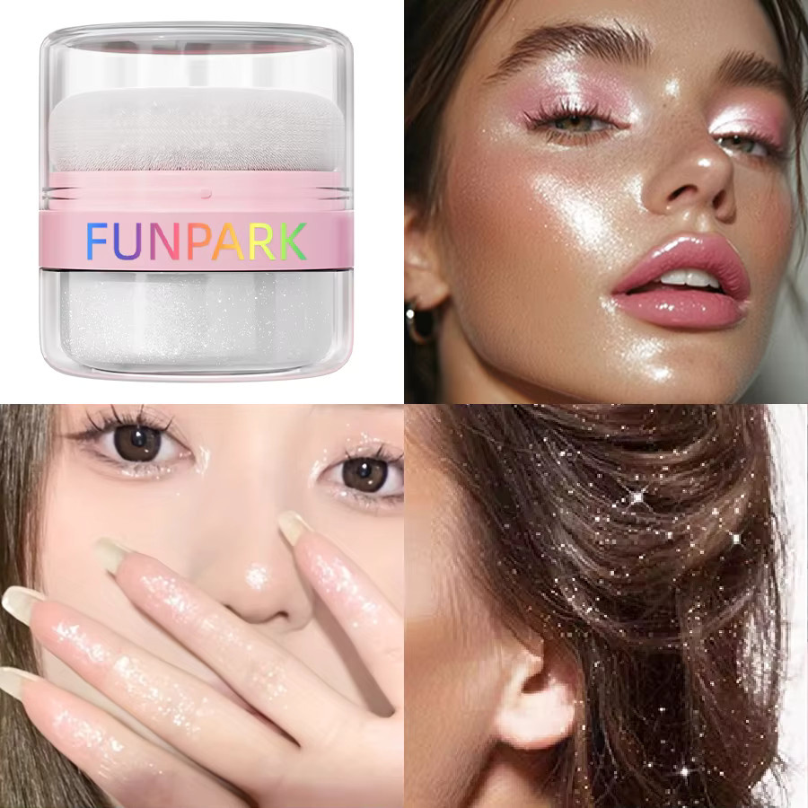 FUNPARK Highlighter-Puder, weiß-silbern, schimmernd, Unisex - Bild 3